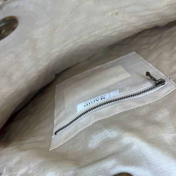 Vintage Magid Straw Wicker Woven Tote Bag Magenta Strap Beach Made in Italy - Picture 8 of 12